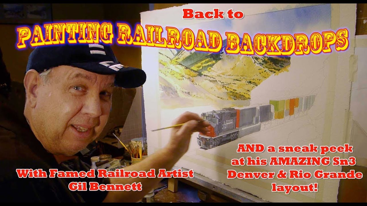 Railroad Artist Gil Bennett on  Backdrop Painting for his Sn3 Model Railroad