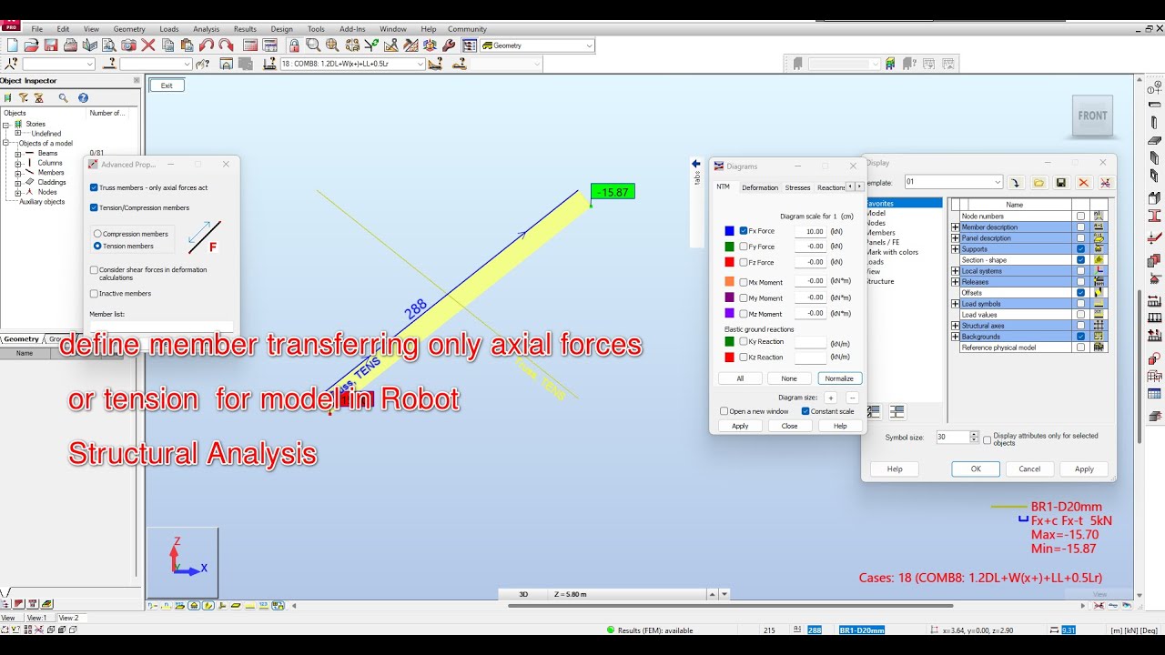 Define Members Transferring Only Tension Forces | Robot Structural Analysis