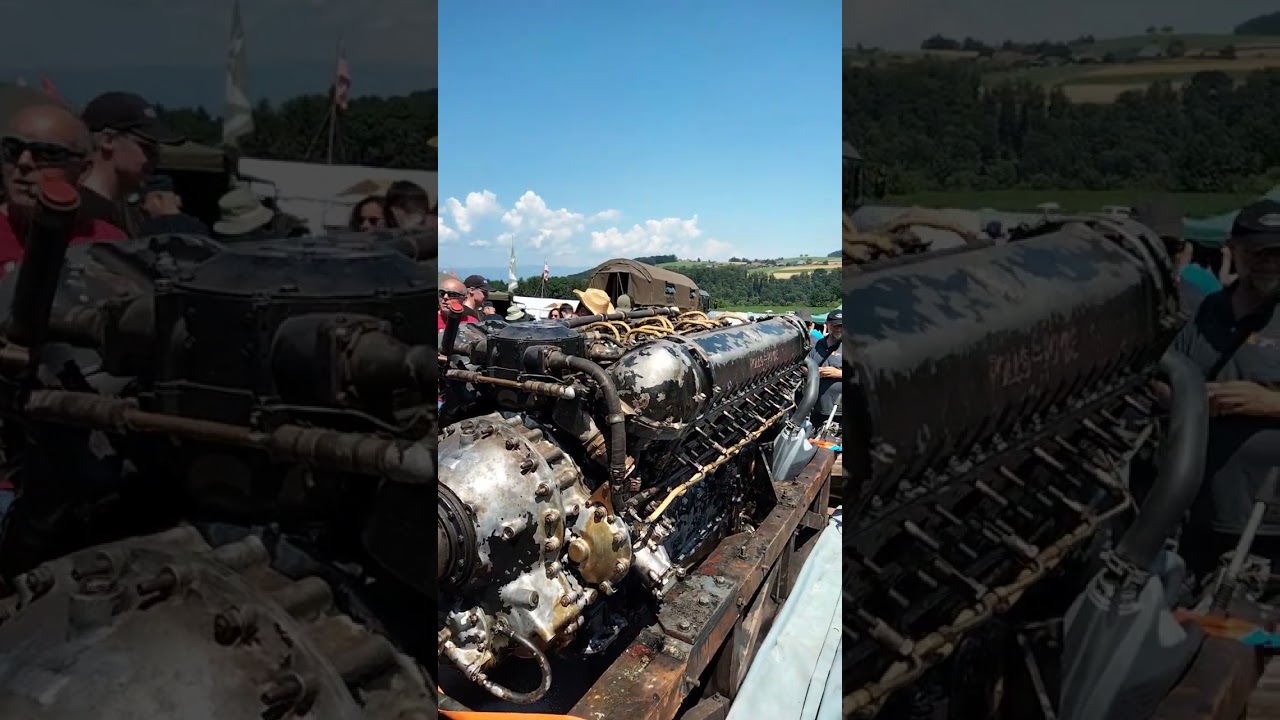 Start von einem V12 Flugzeugmotor. 2 Weltkrieg Motor.🇨🇭💪💪💪😎