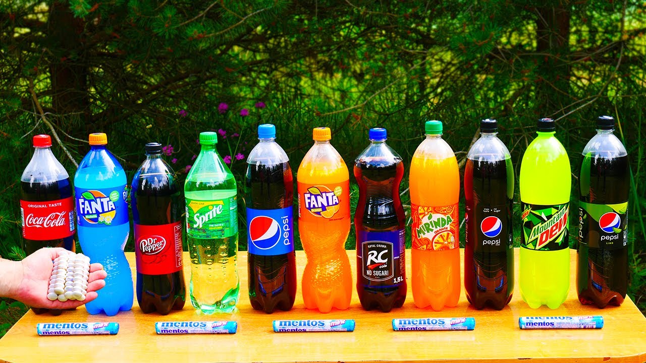 Кока Кола, Фанта, Спрайт, Mtn Dew, Пепси и другие Популярные Газировки vs Ментос Тест