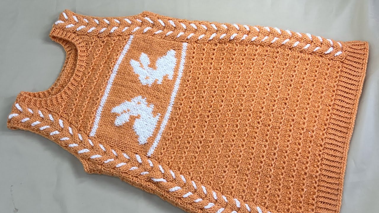 Hand Knitted A line dress long dress sweater jumper for age 2-3 years old girls.full detail video