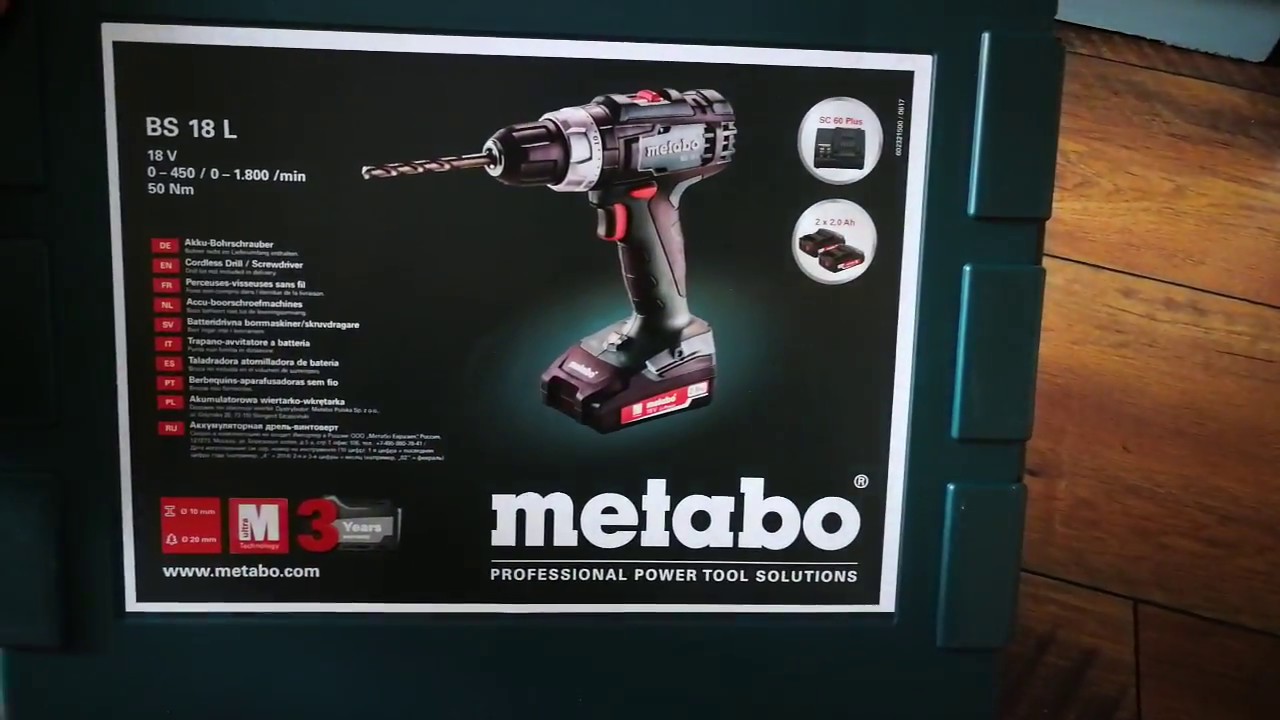 Unpacking / unboxing  CORDLESS DRILL / SCREWDRIVER METABO BS 18 L 602321500