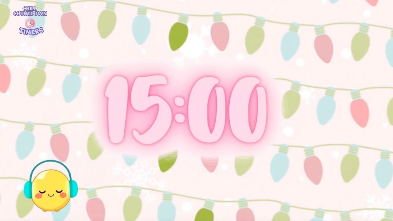 15 Minute Holiday Timer with Coloring Doodles &ndash; Cute Pastel Holiday Countdown for Study & Focus
