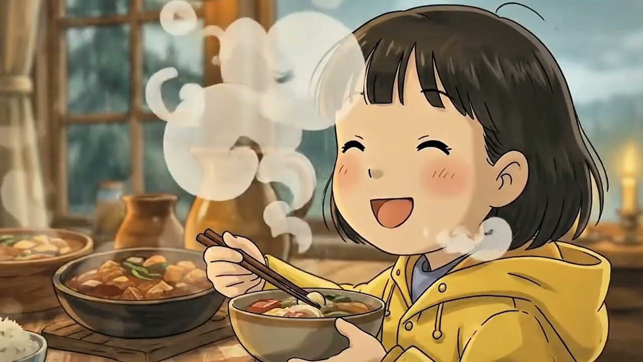Rainy Lake Cabin ASMR 🌧️ Cozy Ghibli Style Cooking, Fire, Sleep Ambience (No Music)