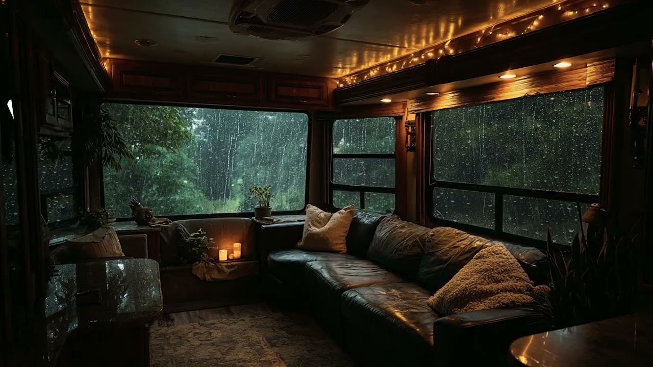 Night Rain Outside the Camper Van 🌧️ Calm Cozy RV Sounds for Sleep & Relaxation