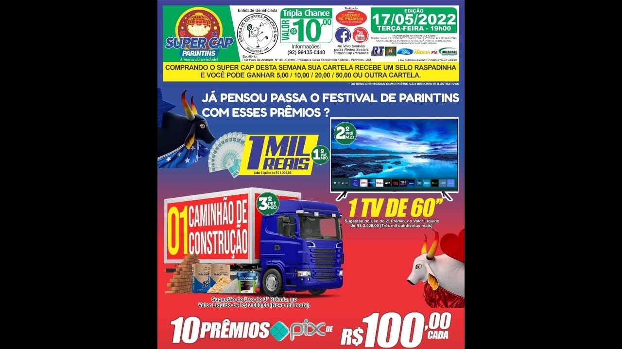 SORTEIO DE 17/05/2022 DO SUPER CAP PARINTINS