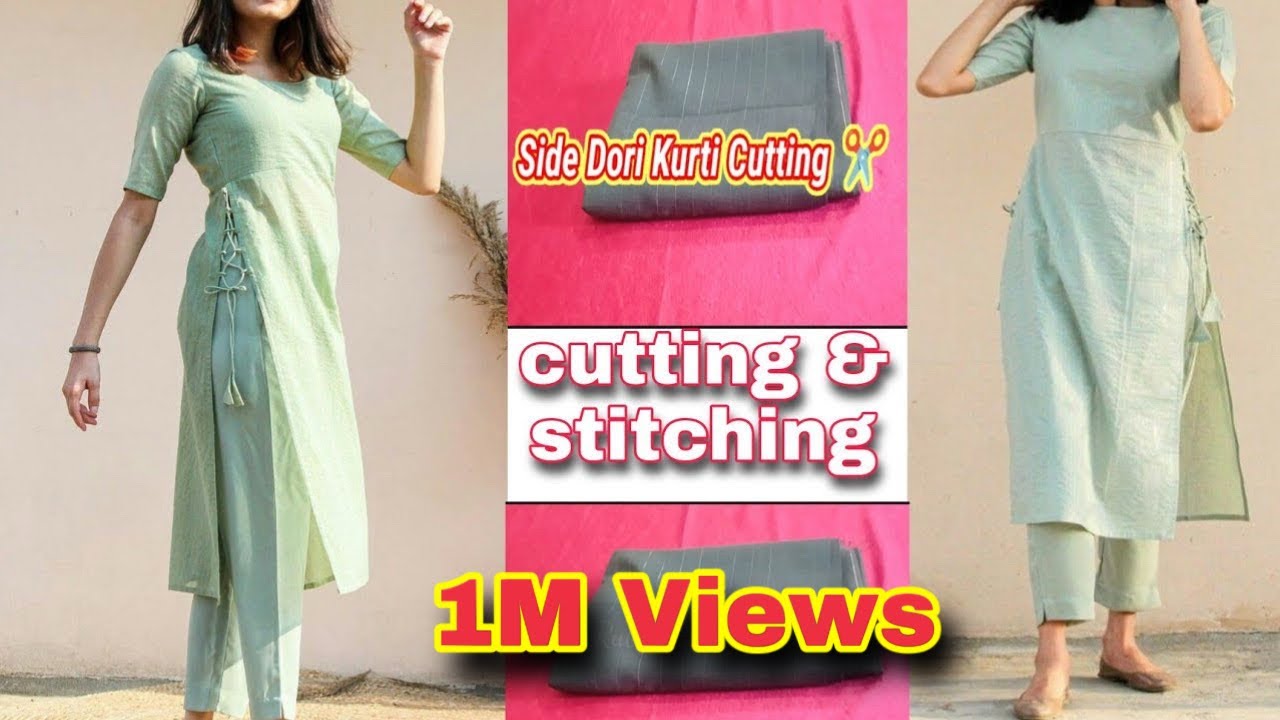 DIY Treanding Side Dori Kurti Cutting and Stitching/cutting step by step method