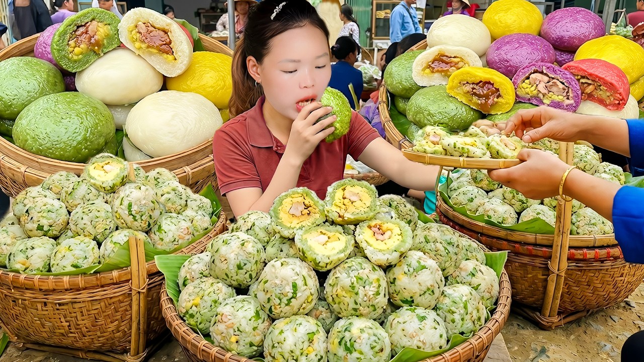 How to Cook Sticky Rice and Make Hot Banh Khuc to Sell at the Market with Huong