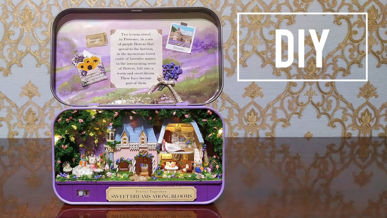 DIY Miniature Dollhouse Box Theatre - Sweet Dreams Among Blooms