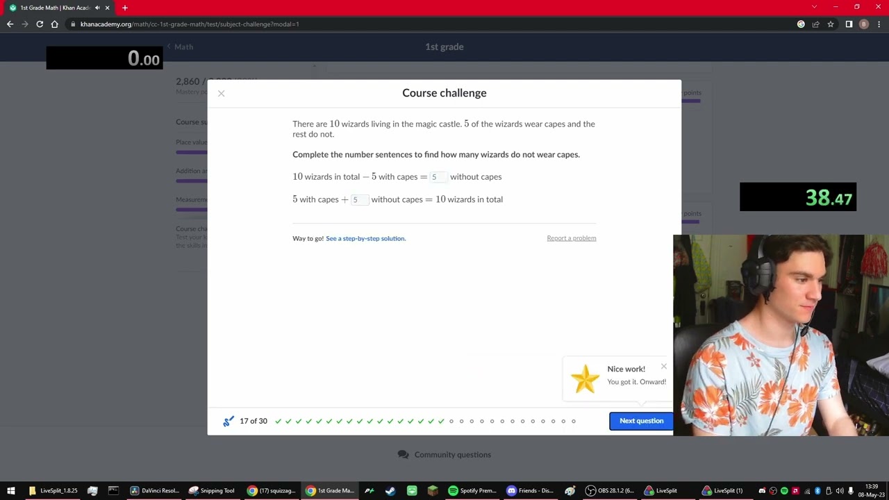 Updated Khan Academy First Grade Math speedrun 1:12:08 [World Record]
