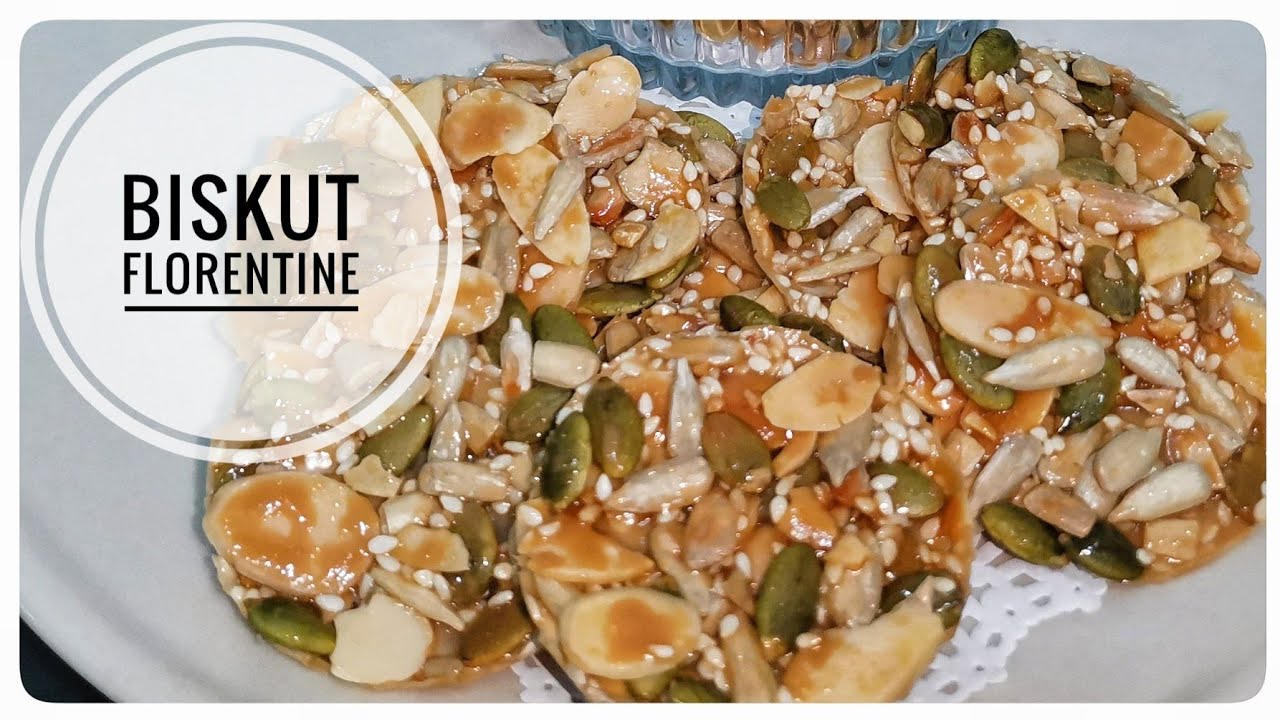 Biskut Florentine | Crunchy Caramel Almond Cookies | Biskut Raya Paling Senang