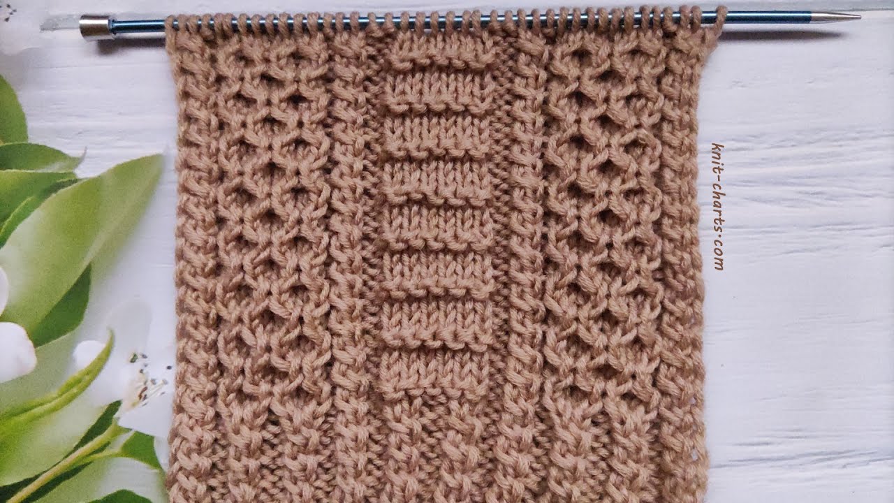 Honeycomb Stitch Knit Pattern | Wabenmuster stricken| Punto Favo ai ferri | Punto Panal a dos agujas