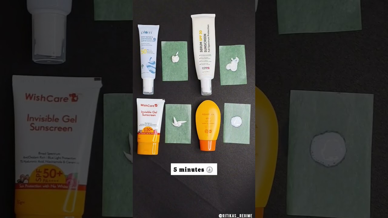 Oil Test With 4 Viral Sunscreens #sunscreen #viral #wishcare #plumgoodness #aqualogica