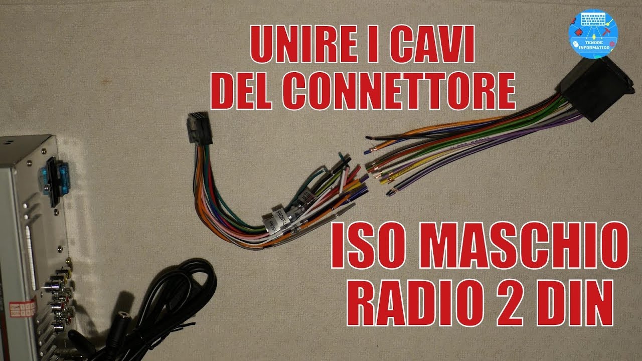 Saldare cavi connettore ISO Autoradio 2 DIN con guaina Termorestringente
