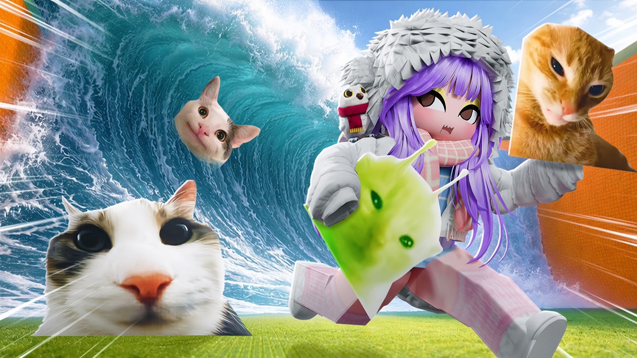 СПАСИ КОТИКА ОТ ЦУНАМИ! Roblox Escape Tsunami For Cats