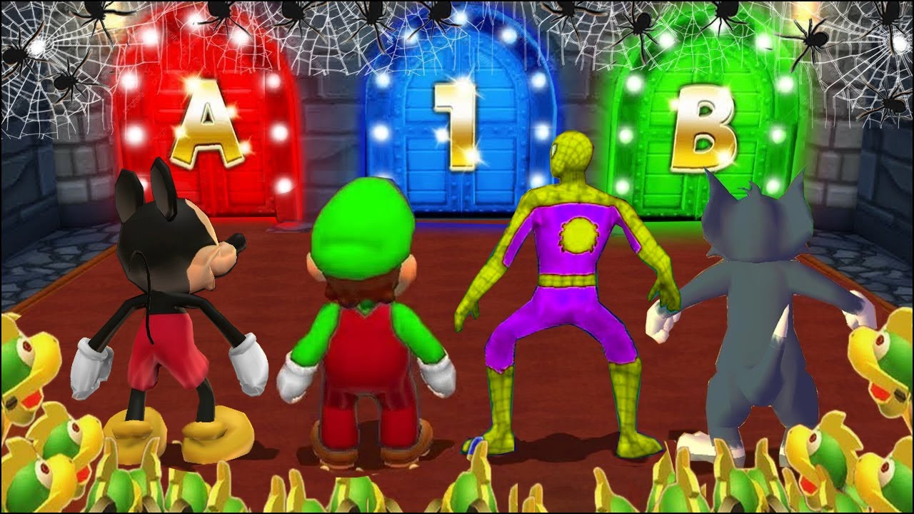 Mario Party 9 MiniGames Tom Vs Mickey Mouse Vs Spider Man Vs Mario (Master Difficulty)