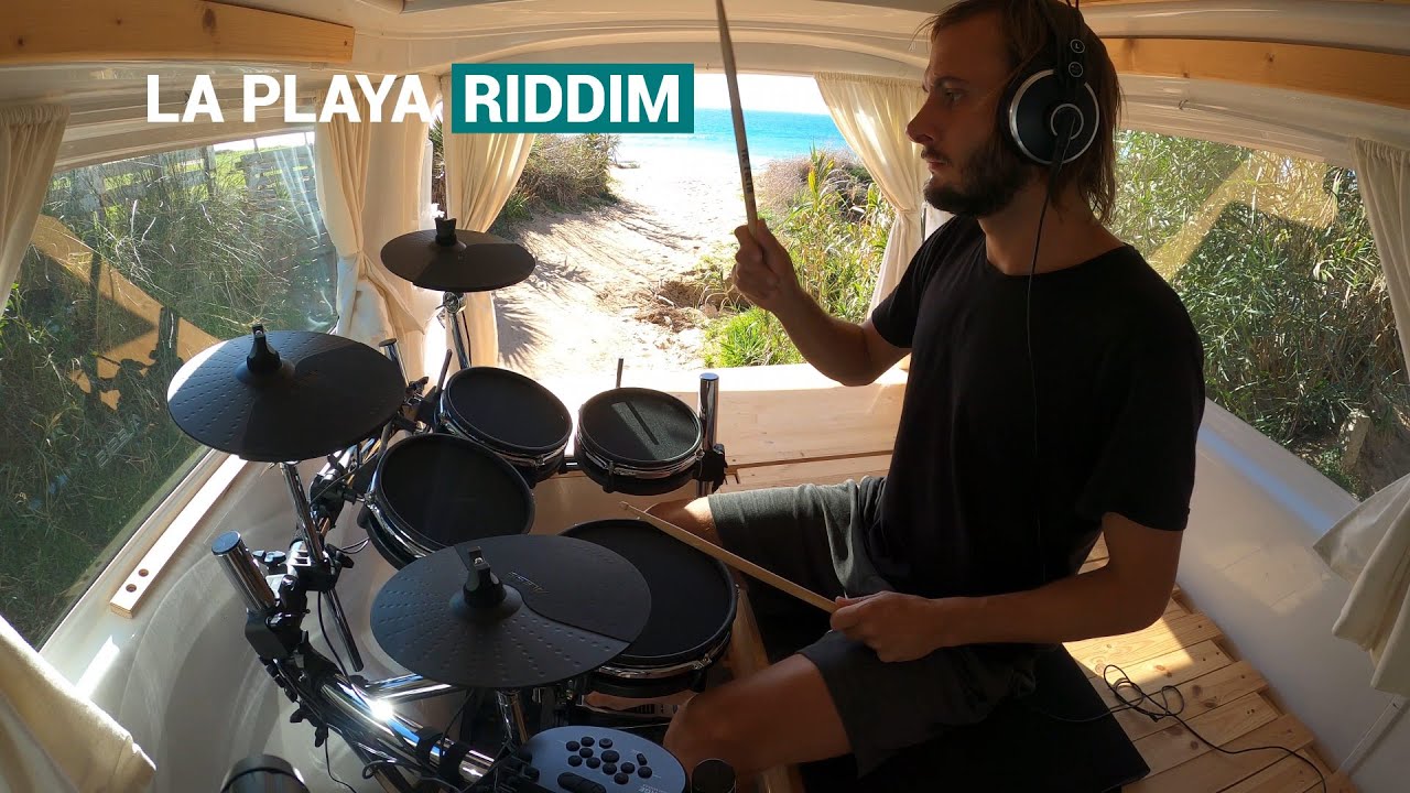 RECORDING A POSITIVE REGGAE RIDDIM on the Beach | Reggae Drummer Dominik