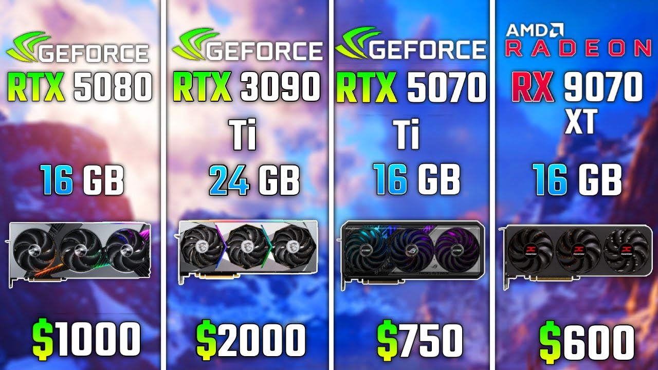 RTX 5080 vs RTX 3090 Ti vs RTX 5070 Ti vs RX 9070 XT | Test in 6 Games