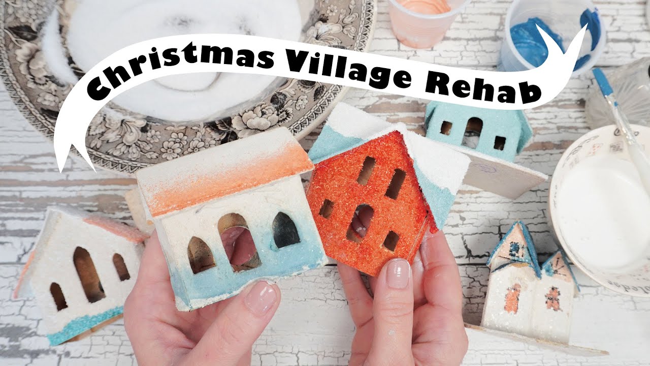 Sympathetic Putz House Restoration / Renovation - Cleaning & Repairing Old Christmas Village Houses