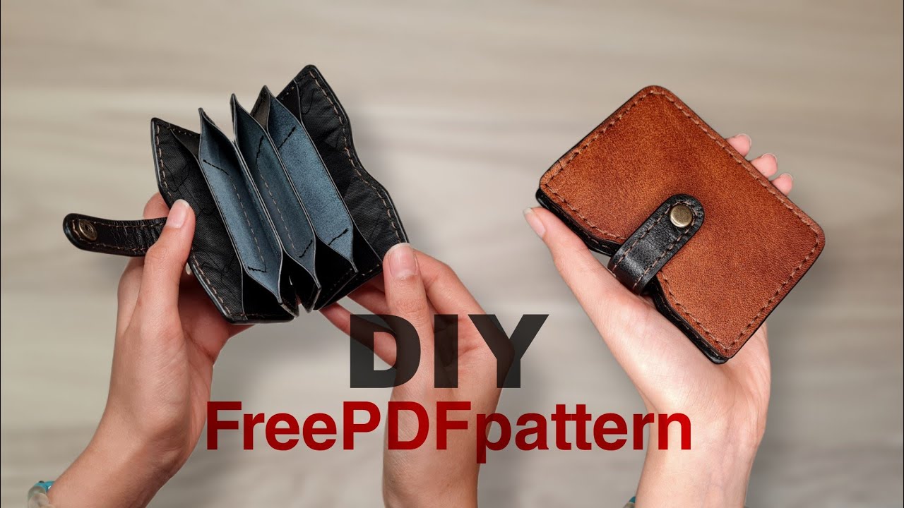 Free Pattern⭕️Leather Accordion Card Wallet😎tutorial✌️آموزش و الگوی رایگان کیف کارتی آکاردئونی