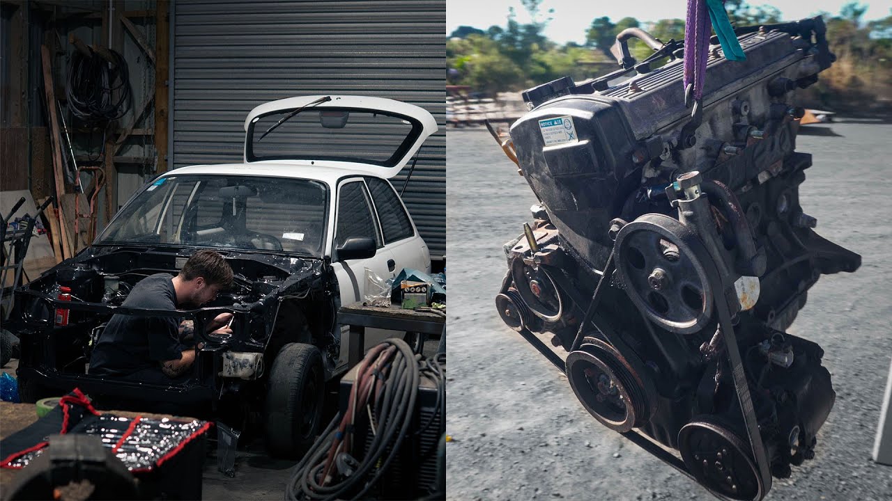 EP4 | Building the bay | Pulling an engine - Starlet Build Series | (4k)