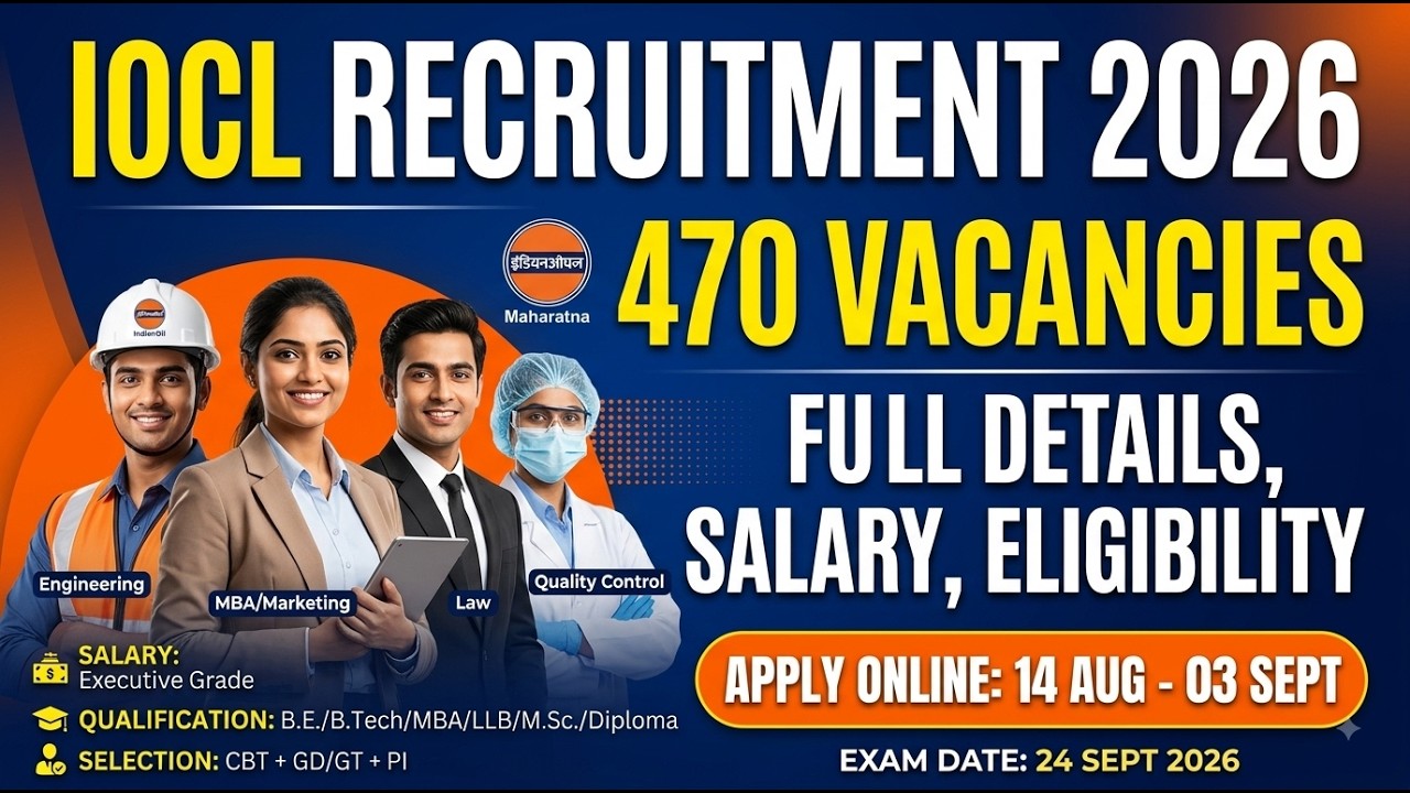 IOCL Recruitment 2026 | 470 Vacancies | Full Details, Salary, Eligibility