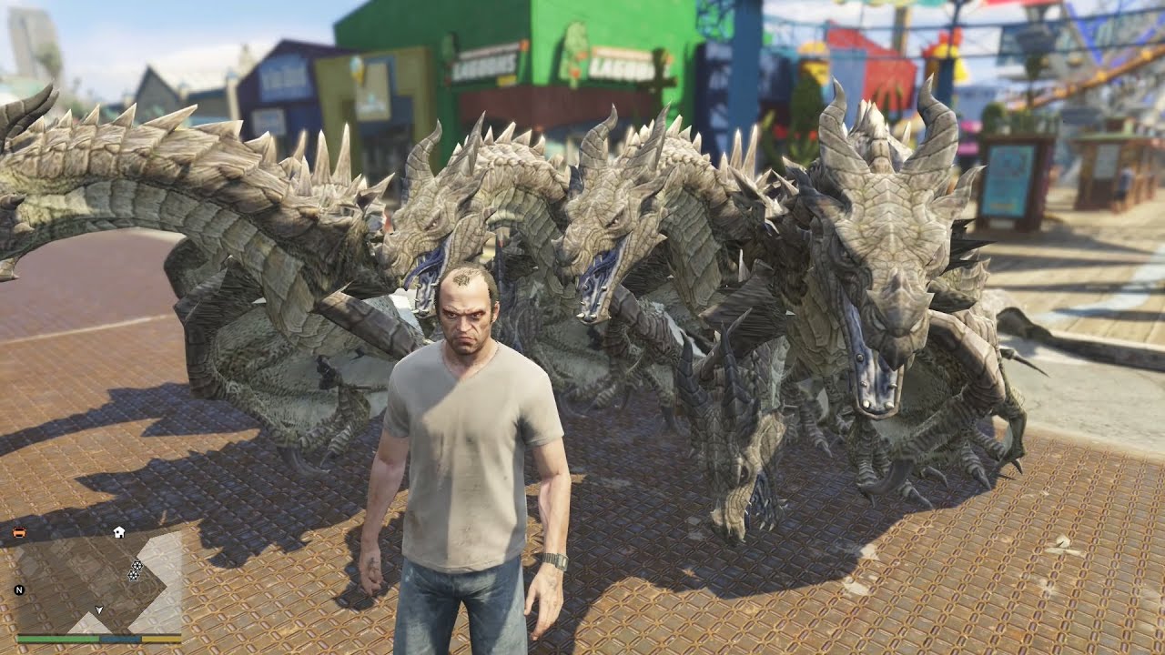 GTA 5 Mod - Nu&ocirc;i Rồng Lửa v&agrave; X&acirc;y C&ocirc;ng Vi&ecirc;n Khủng Long Trong GTA 5