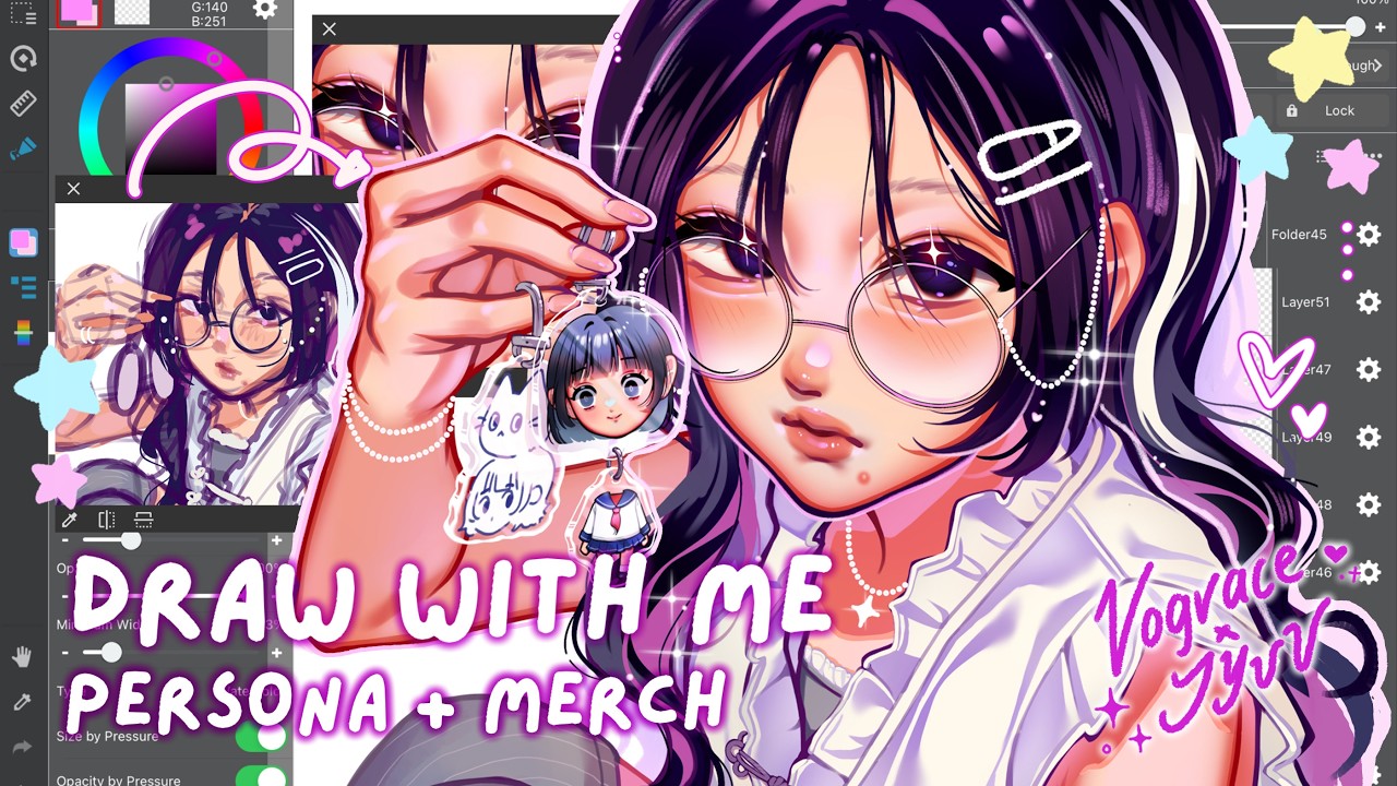 ·˚draw with me | new OC + merch (ft. VOGRACE) | Real Time Drawing