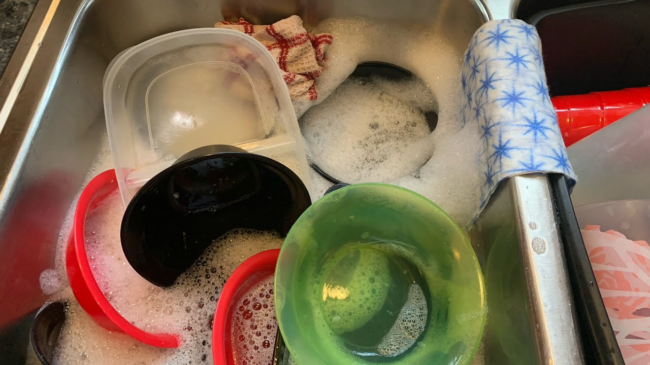 ASMR WASHING DISHES/ WATER 💦 AND SCRUBBING 🧽 SOUNDS #6
