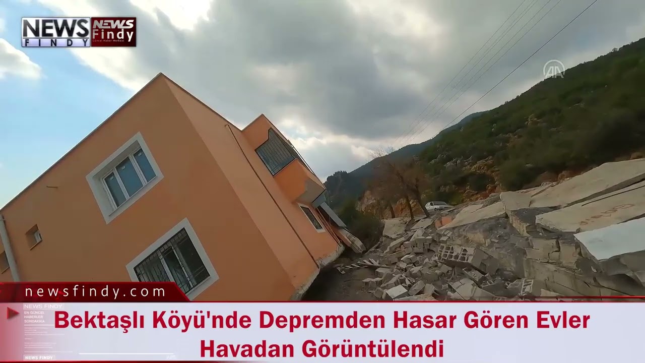 Bektaşlı Köyü'nde Depremden Hasar Gören Evler Havadan Görüntülendi