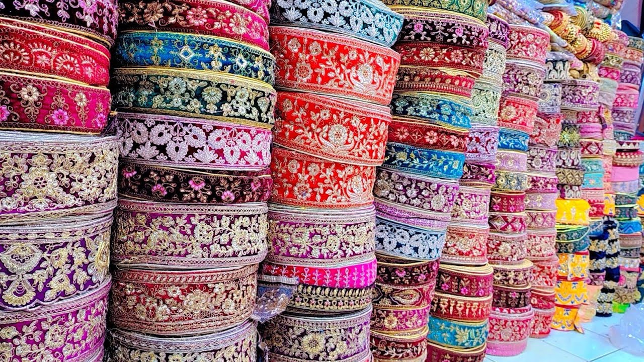मात्र 20 पैसे में //Lace Wholesale In Surat, Saree Lace Wholesaler In Surat Textile Market.