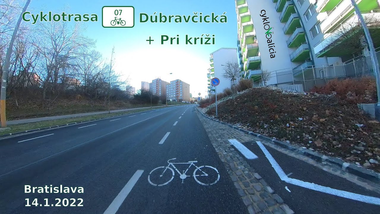 Cyklotrasa O7 Dúbravčická + Pri kríži (Bratislava), prejazd 14.1.2022