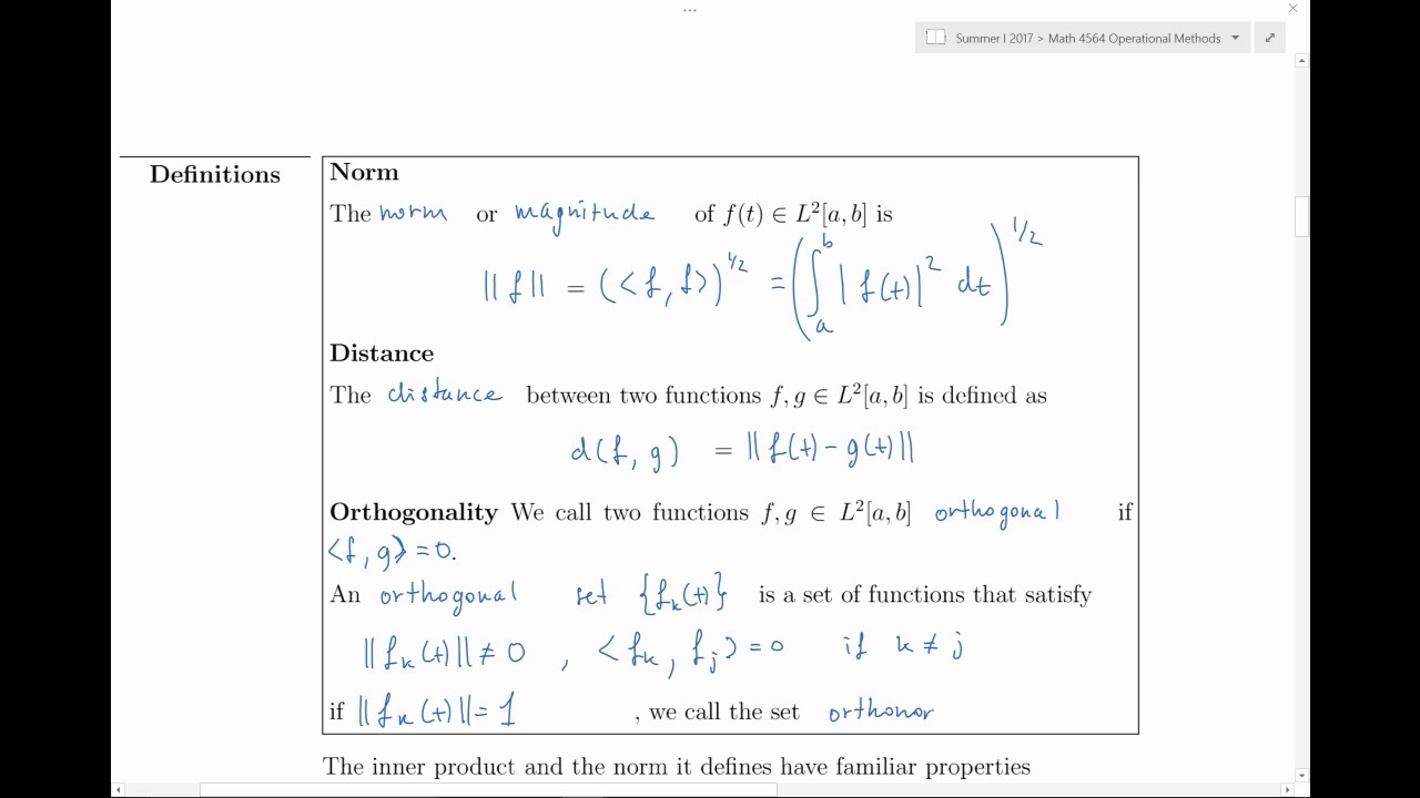 Math 4564 - 10 Function Spaces and Orthogonality