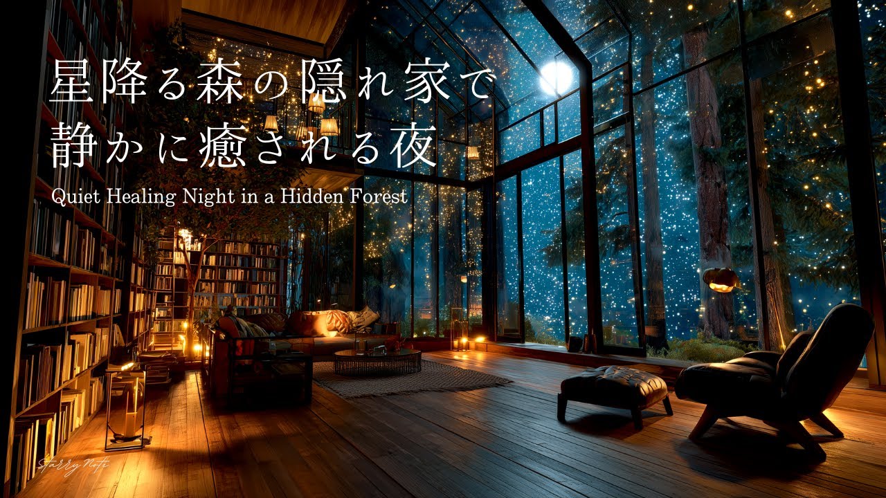 【4K】星降る森の隠れ家で、静かに癒される夜。睡眠用・作業用BGM｜癒しのピアノ｜Deep Sleep & Relaxing Piano Music
