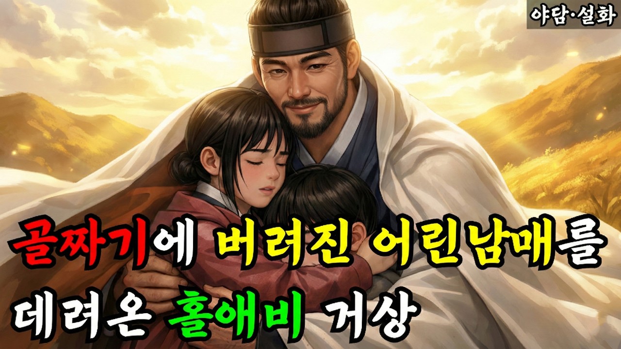 골짜기에 버려진 어린 남매를 데려온 홀애비 상인