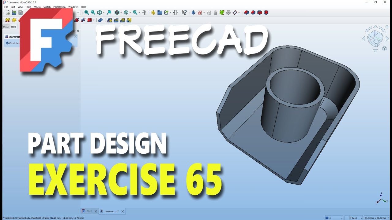 Exercise 65 FreeCAD Part Design Tutorial For Beginner