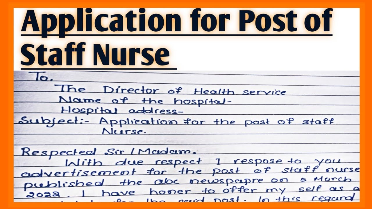 Job application for  post of staff nurse l How to write a latter for post of staff nurse l job latte