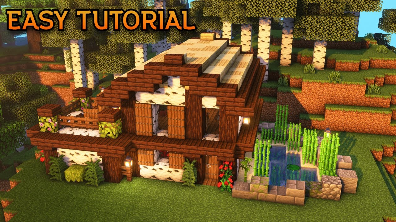 Minecraft | Cozy Birch Wood Cottage w/Pond | Easy Build Tutorial