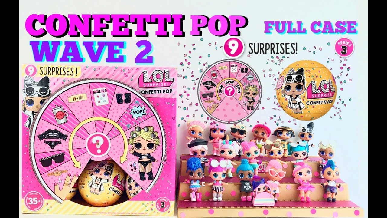 LOL SURPRISE CONFETTI POP WAVE 2 SERIES 3 FULL CASE OPENING !  GOLD BALLS FOUND!!!