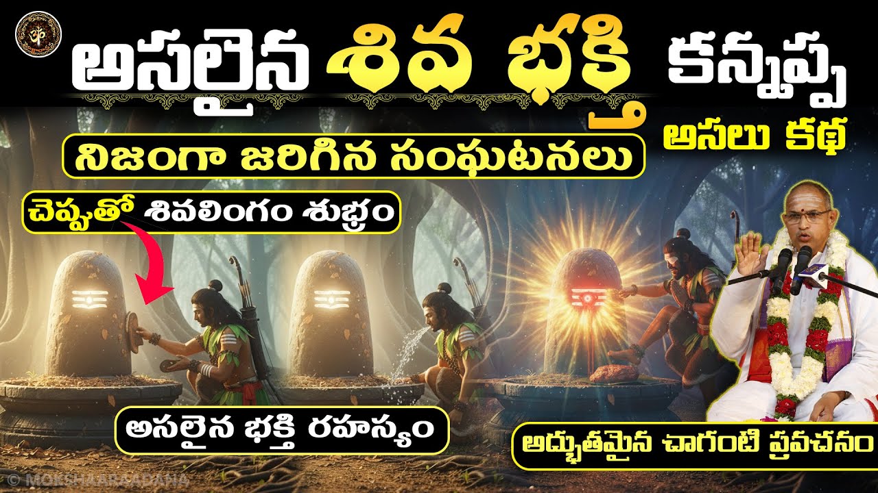 భక్త కన్నప్ప అసలు కథ రహస్యం: చెప్పుతో శివలింగం శుభ్రం🙏జరిగిన సంఘటనలు: చాగంటి ప్రవచనం