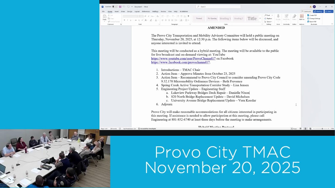 PROVO CITY Transportation and Mobility Advisory Committee (TMAC)  | November 20, 2025
