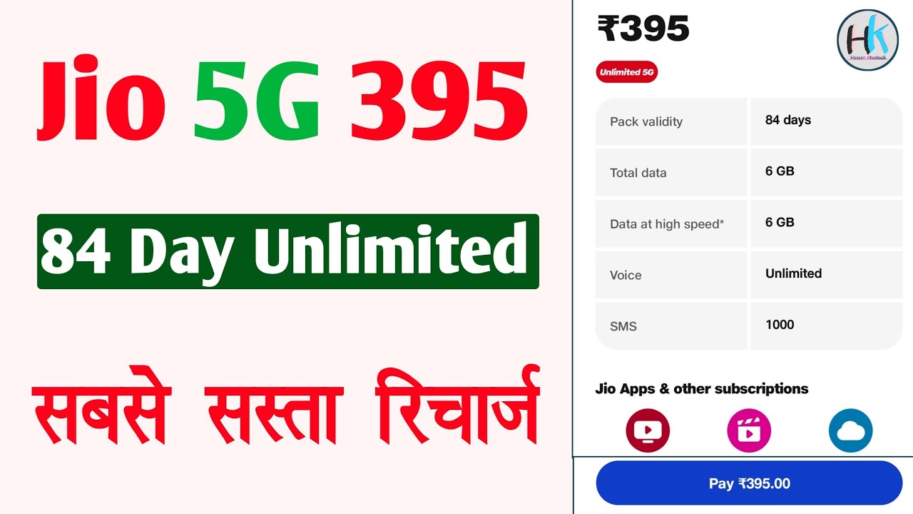 Jio 395 Plan Details 2024 | Jio 5G Recharge Plane