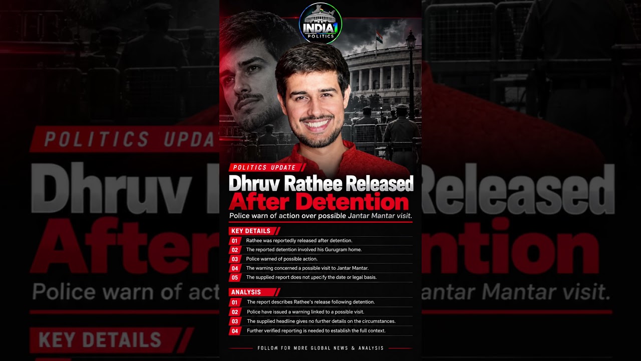 Dhruv Rathee Released After Detention; Police Warn Over Jantar Mantar Visit