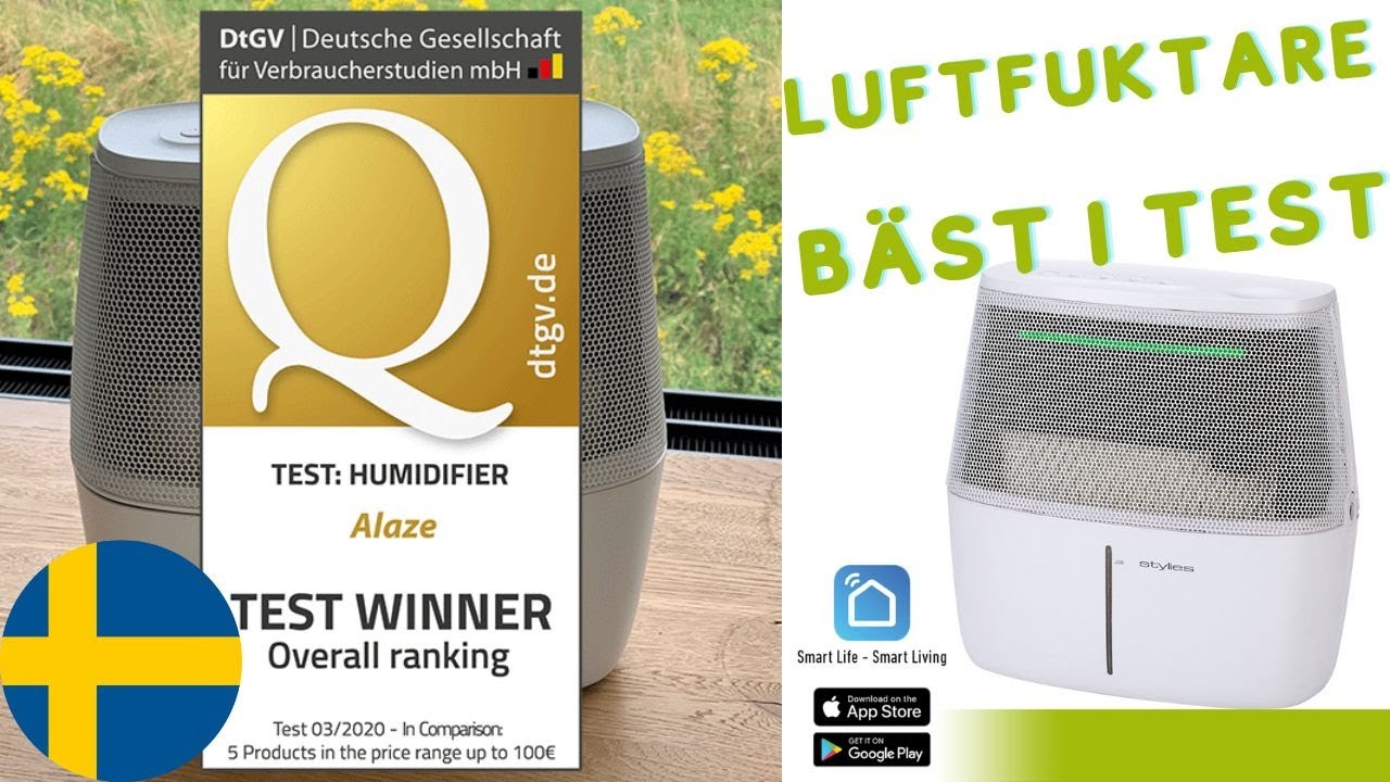 Luftfuktare b&auml;st i test - Stylies Alaze evaporative luftfuktare testvinnare.