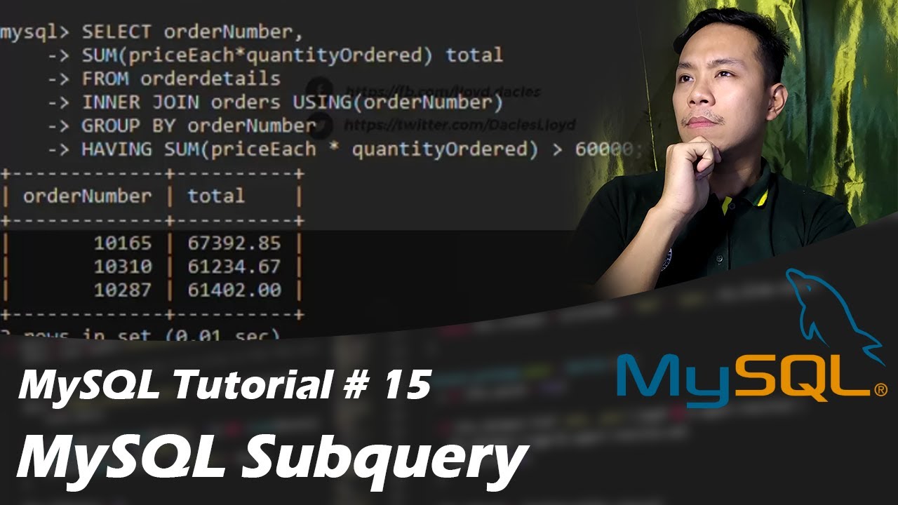 SQL Tutorial 15: SUBQUERY - CodeLikeLD Tagalog Tutorials