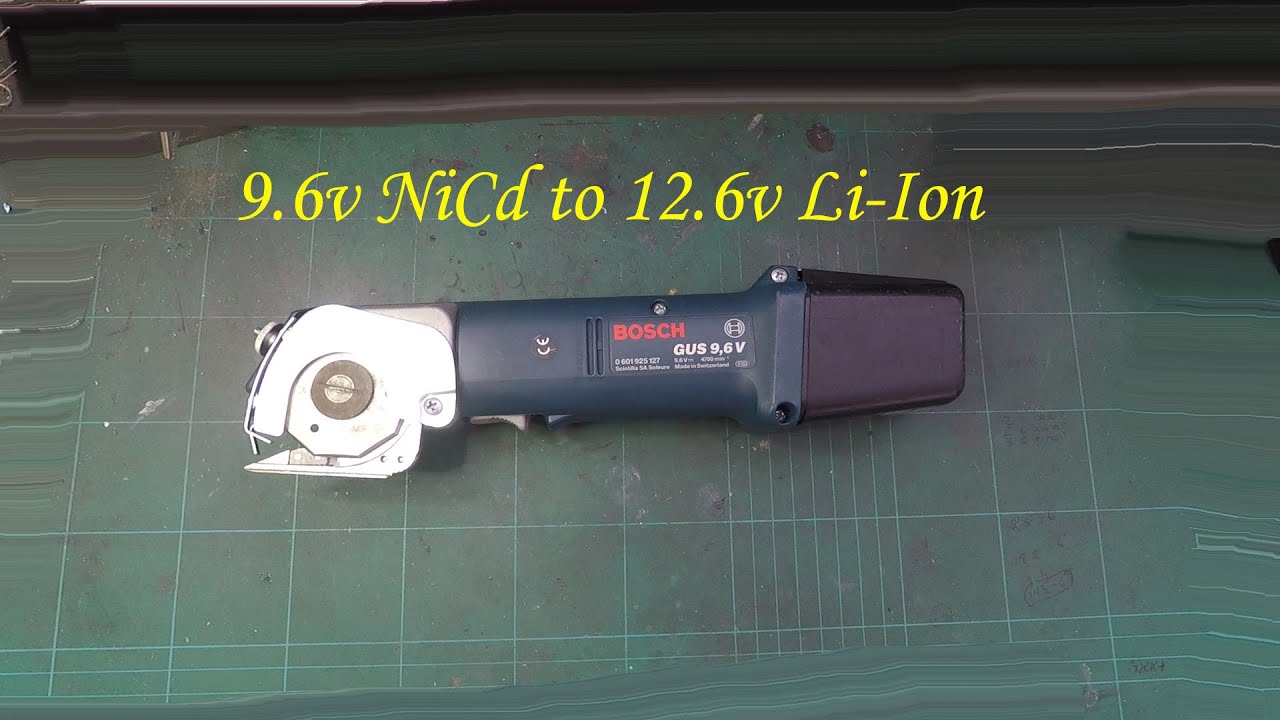 Bosch 9.6v NiCd material cutter convert to 10.8v Li-ion
