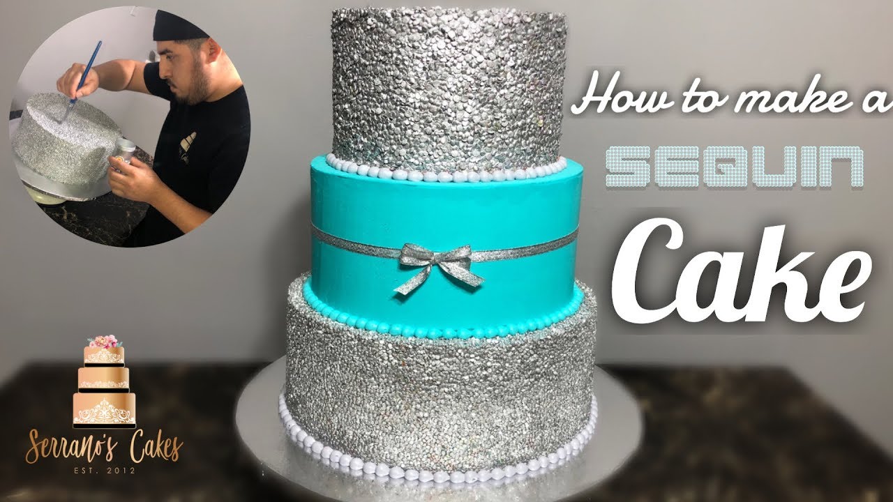 Sequin cake tutorial + Stacking 3 tiers | Pastel de Lentejuelas