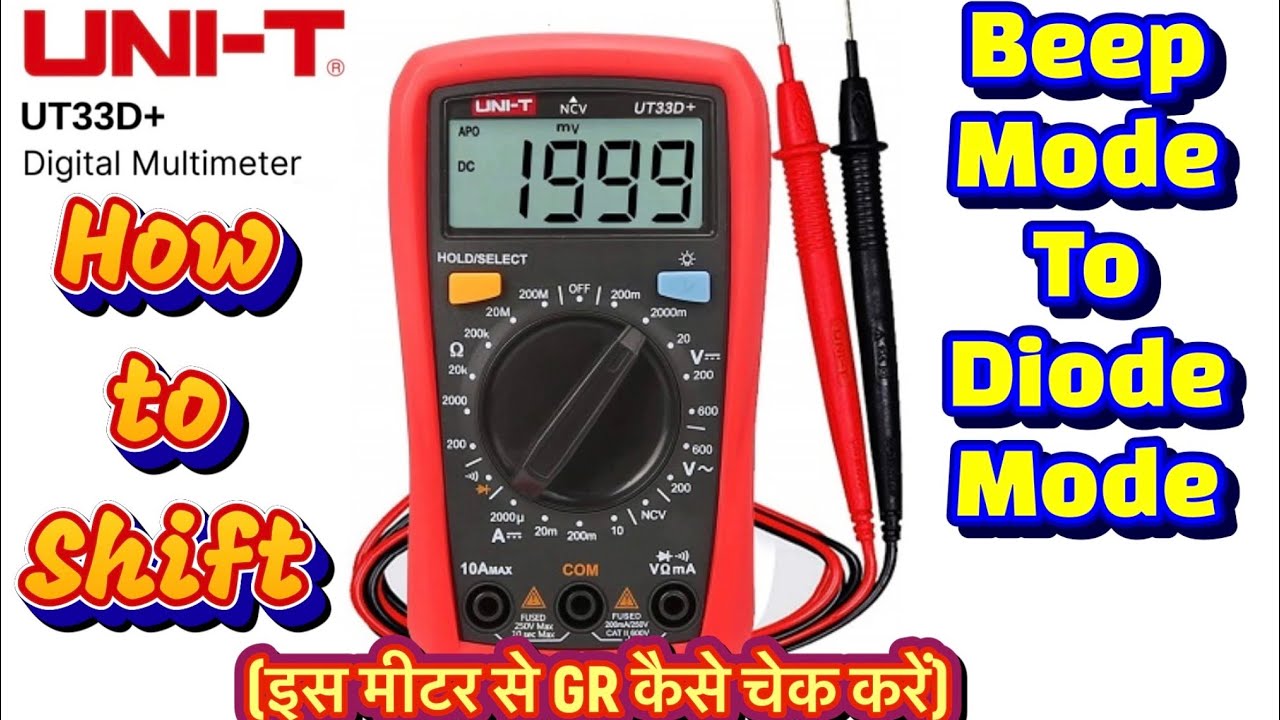 Unit UT33D+ Multimeter Diode Range (How to Check GR Ground Readings)