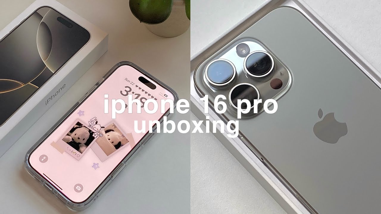 iPhone 16 pro (natural titanium) aesthetic unboxing + setup & accessories 🩶 ft. esr | maono