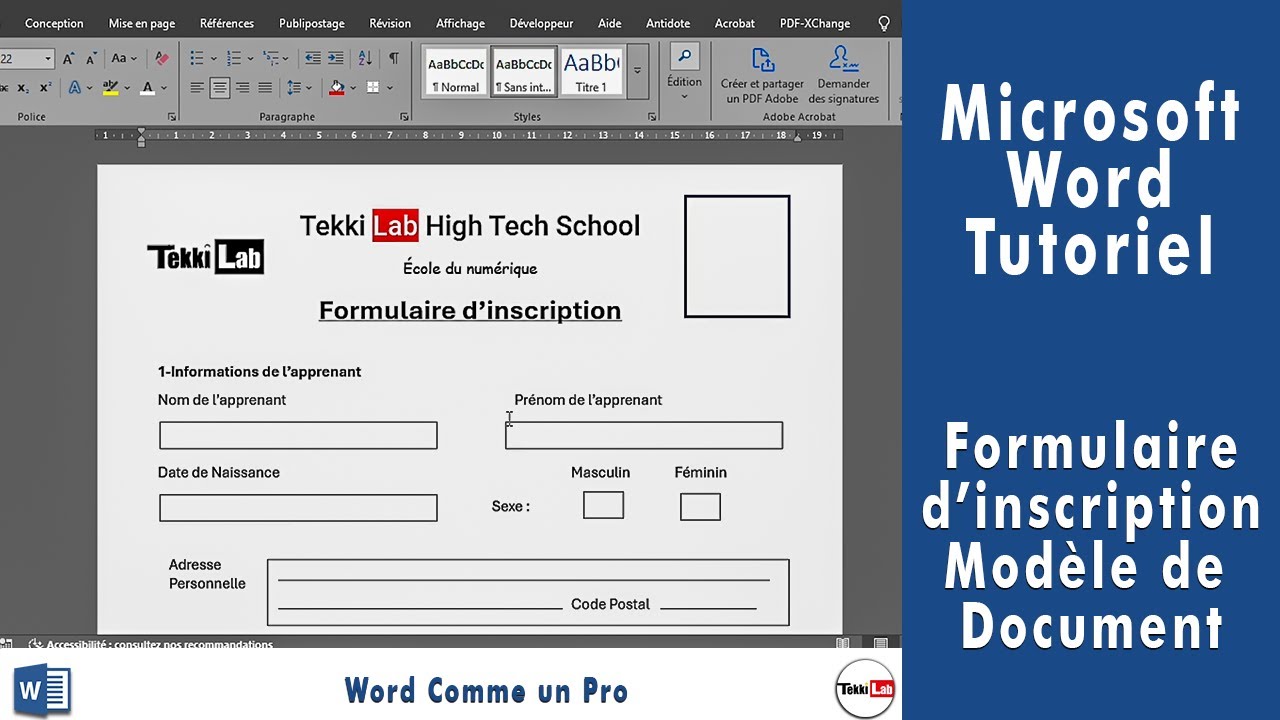 Créer un Formulaire Professionnel avec Microsoft Word | Modèle de Document Facile#formulaire word